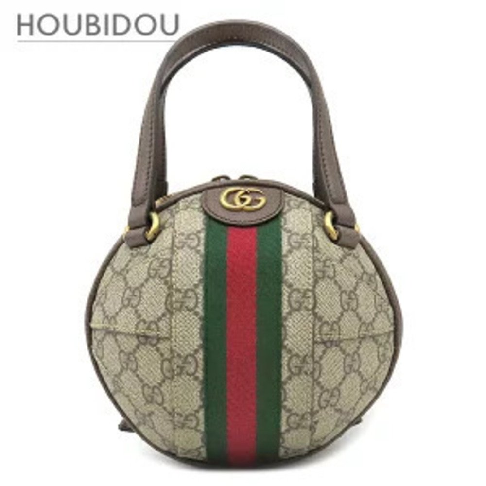 Gucci Ophidia Bag Ball GG Supreme Canvas Leather Beige Cream x Brown Sherry Web